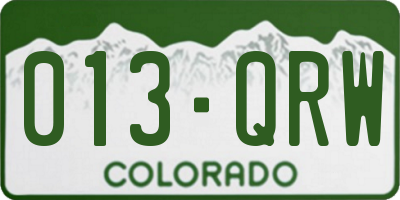 CO license plate 013QRW