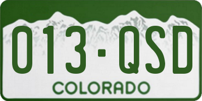CO license plate 013QSD