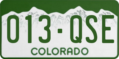 CO license plate 013QSE