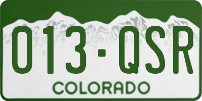 CO license plate 013QSR
