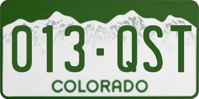 CO license plate 013QST