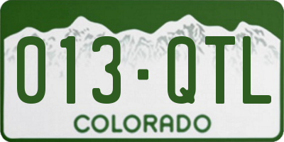 CO license plate 013QTL