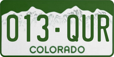 CO license plate 013QUR