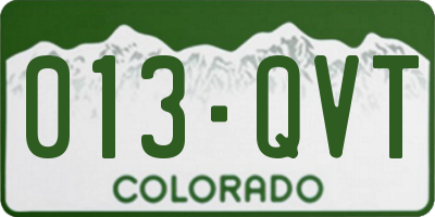 CO license plate 013QVT