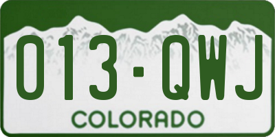 CO license plate 013QWJ