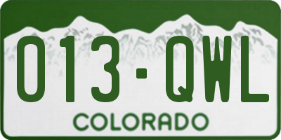 CO license plate 013QWL