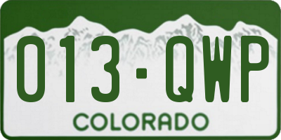 CO license plate 013QWP