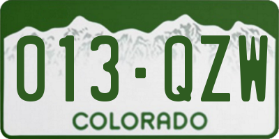CO license plate 013QZW