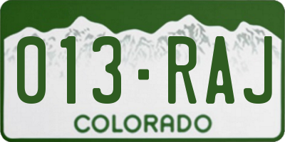 CO license plate 013RAJ