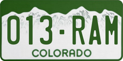 CO license plate 013RAM