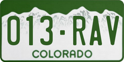 CO license plate 013RAV