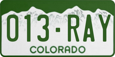CO license plate 013RAY