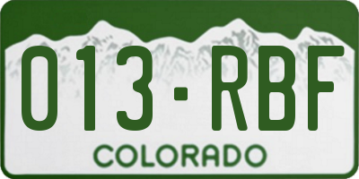 CO license plate 013RBF