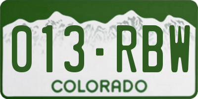 CO license plate 013RBW