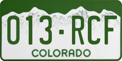 CO license plate 013RCF