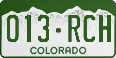 CO license plate 013RCH