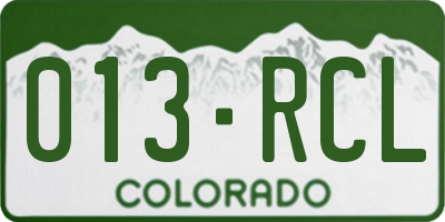 CO license plate 013RCL