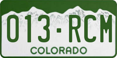 CO license plate 013RCM