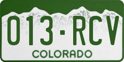 CO license plate 013RCV