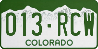 CO license plate 013RCW