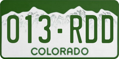 CO license plate 013RDD