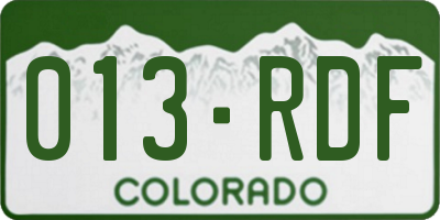 CO license plate 013RDF