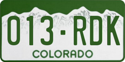 CO license plate 013RDK