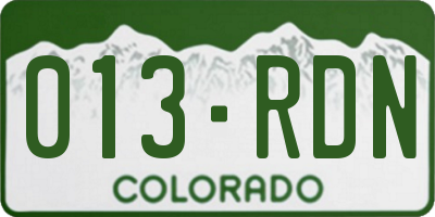 CO license plate 013RDN