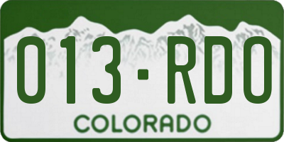 CO license plate 013RDO