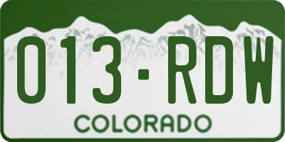CO license plate 013RDW