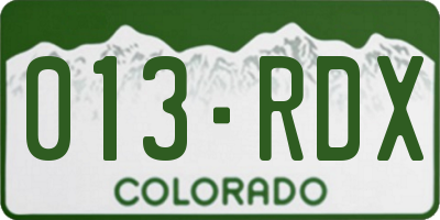 CO license plate 013RDX
