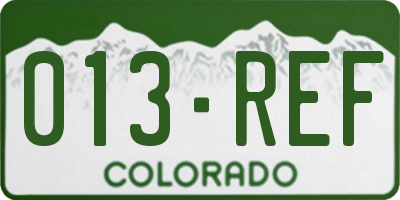 CO license plate 013REF