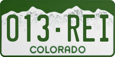 CO license plate 013REI