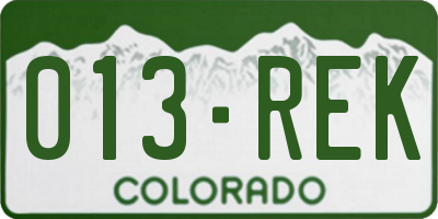CO license plate 013REK