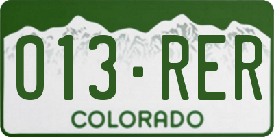 CO license plate 013RER