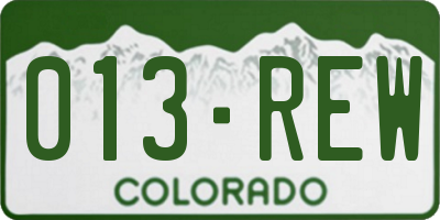 CO license plate 013REW