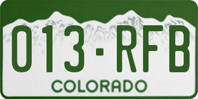CO license plate 013RFB