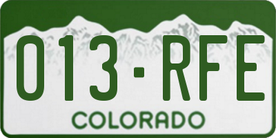 CO license plate 013RFE