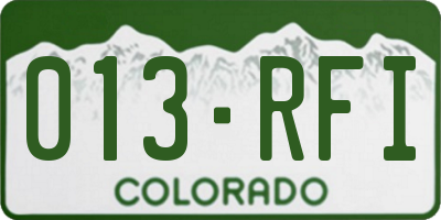 CO license plate 013RFI