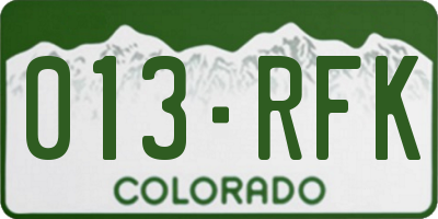 CO license plate 013RFK