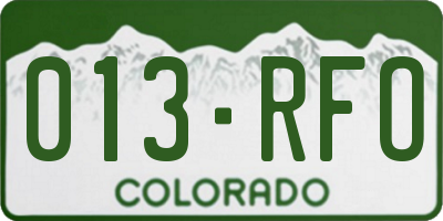 CO license plate 013RFO