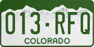 CO license plate 013RFQ