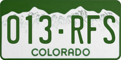 CO license plate 013RFS