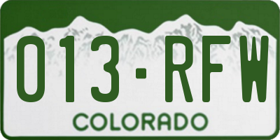 CO license plate 013RFW