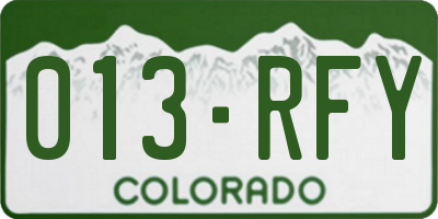 CO license plate 013RFY
