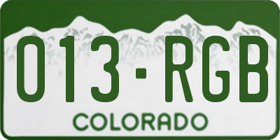 CO license plate 013RGB