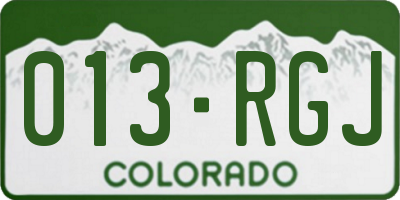 CO license plate 013RGJ