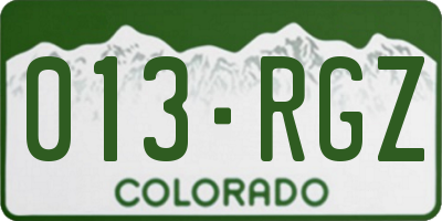 CO license plate 013RGZ