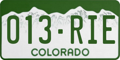 CO license plate 013RIE