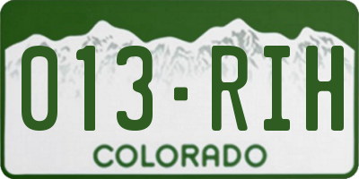 CO license plate 013RIH